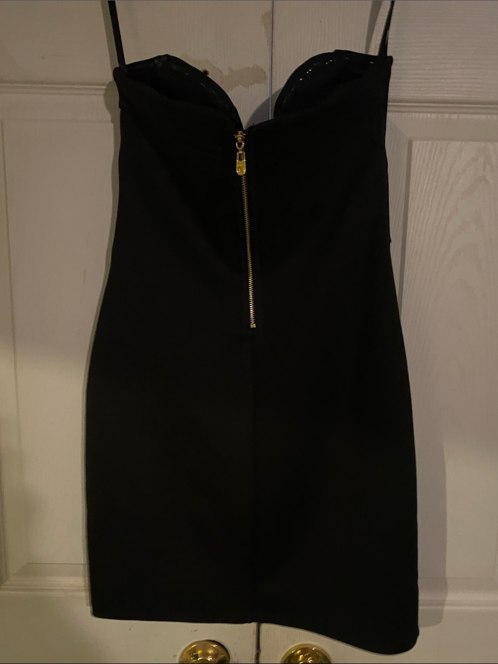 bebe Black Strapless Mini Dress with Front Cutout (50) - Picture 7 of 14